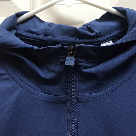 Adidas blue/white long sleeved hooded windbreaker - Picture 3 of 8